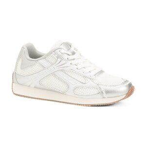 NICOLE MILLER Raino Retro Jogger Sneakers White/Silver